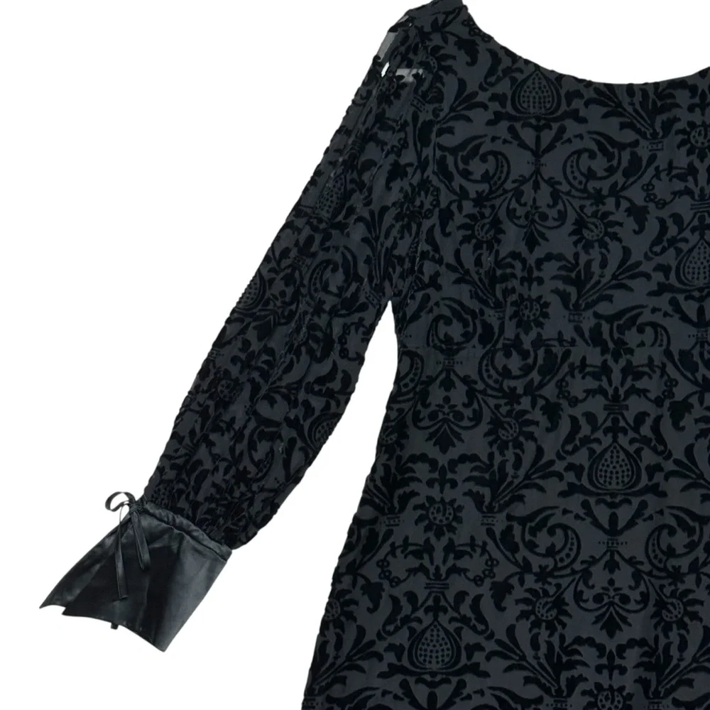 Nanette Nanette Lepore 10 NWT Black Burnout Velvet Dress Witchy Goth Whimsigoth
